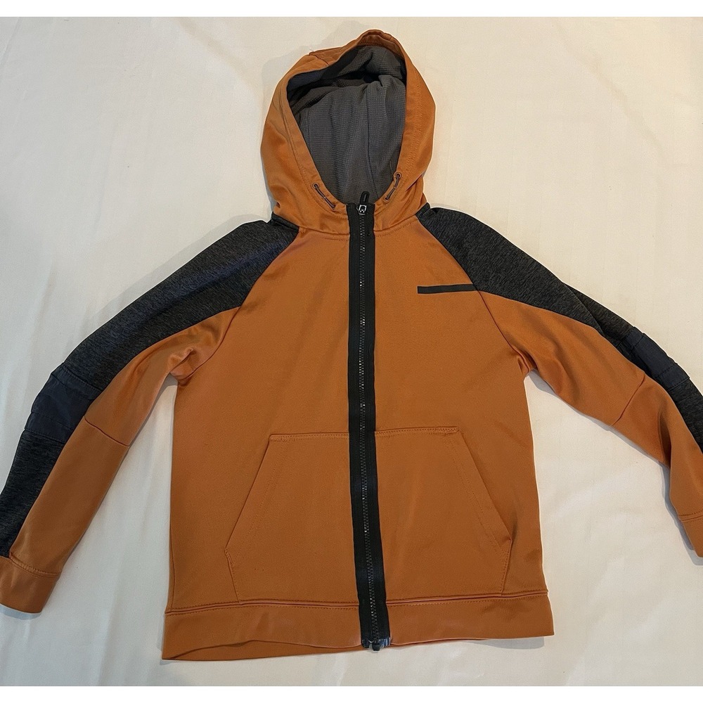Russell Dri Power Orange/Gray Hooded Jacket Kids Youth Size L (10-12) Hoodie